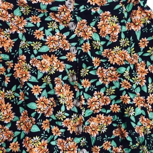 LA Hearts Orange and Black Floral Buttoned Skirt | Sz S - Picture 3 of 5